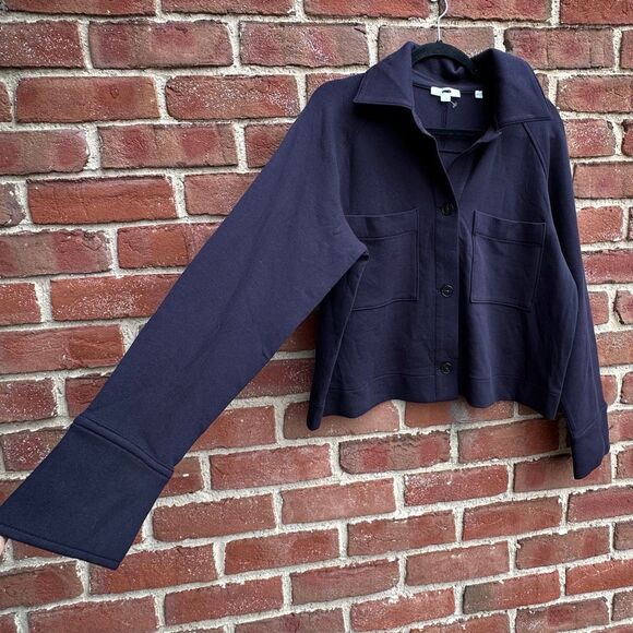 VINCE $345 Cotton Blend Chore Jacket Coastal Blue women's Large NEW - Picture 8 of 12